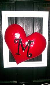 Picture Frame With Paper Mache Heart Letter M With Jems A Gift For A Dear Friend Paper Hearts Crafts Paper Mache Mix