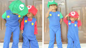 The mario and luigi costumes were pretty simple, thrifted overalls and some shirts we already had. Easy Diy Mario Costume The Purposeful Nest