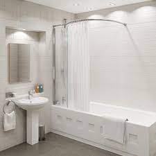 Akw white shower curtain 900mm wide x 2000mm drop. Kudos Inspire Over Bath Shower Panel With Curved Shower Curtain Rail