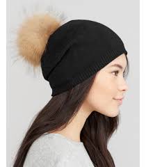 The Lyric Black Slouchy Beanie Hat with Finn Raccoon Pom Pom