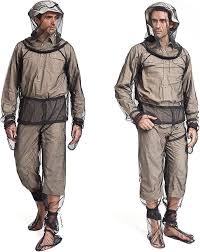 4 件式蚊帳套裝 – 夾克罩、褲子、手套和襪子組,輕盈透氣網眼服裝(S 號M 號(1 件組)), 黑色