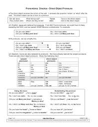 Direct Object Pronouns Spanish Worksheet Pronoun Worksheets Indirect Object Pronouns Spanish Object Pronouns