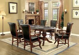 Furniture Of America Cm Gm367ch 7 Pc Melina Brown Cherry Finish Wood Contemporary Style Oval Poker Game Dining Table Set