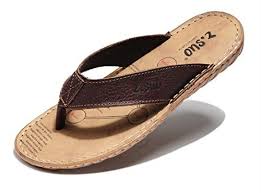 Robot Check Leather Men Flip Flop Slippers Leather