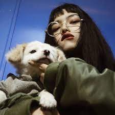 imagen de asian ulzzang and dog girl and dog korean girl ulzzang