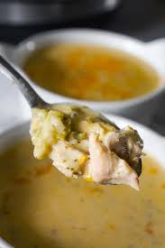 It has rice, chicken, cheese, and some broccoli. Instant Pot Broccoli Cheese Soup With Chicken This Is Not Diet Food