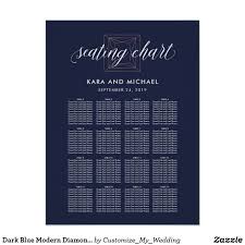 Dark Blue Modern Diamond Wedding Seating Chart Zazzle Com