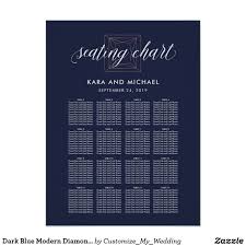 dark blue modern diamond wedding seating chart zazzle com