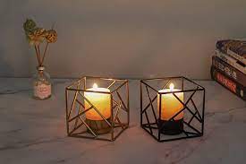 Amazon Com Black Metal Cube Shaped Geometric Design Tea Light Candle Holder Brushed Black Tealight Candl In 2021 Candle Holders Lantern Candle Decor Tea Light Candles