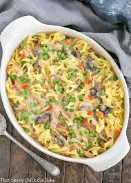 Traditionally, tuna noodle casserole is made with a bag of frozen vegetables. Tuna Noodle Casserole From Scratch That Skinny Chick Can Bake