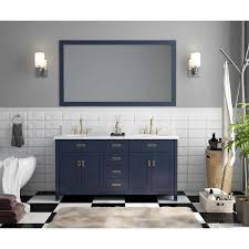 The crossroads of timeless design and innovative. 60 Inch Freestanding Navy Blue Double Bathroom Vanity Set Overstock 31979928