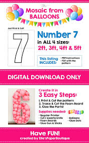 Mosaic Number 7 Mosaic From Balloons Number Seven Mosaic Etsy Balloons Number Balloons Printable Letter Templates