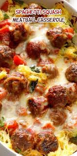 Spaghetti Squash Meatball Casserole Spaghetti Squash And Meatballs Meatball Casserole Cooking