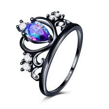 Black And Purple Promise Rings Colorful Heart Crown Jewel Promise Rings Money Back Guarantee Free World Shipping Women S Rings A Girlfriend Ring Rings For Her Black Hills Gold Jewelry