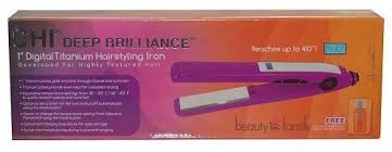 Chi Deep Brilliance Digital Titanium Hair Styling Flat Iron 1 Purple 1 Titanium Plates Glide Smoothly Through Coarse And Curly Hair Styles Hair Course Hair
