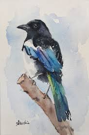 Magpie Watercolor Painting Magpie Bird Painting Magpie Wall Etsy Birds Painting Original Watercolors Painting