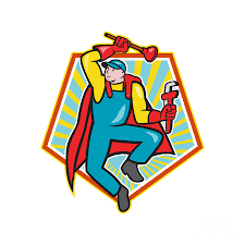 So the water to my house was off. Super Plumber Plunger Wrench Cartoon Digital Art By Aloysius Patrimonio