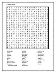 Professions In English Wordsearch Word Find Word List Word Search