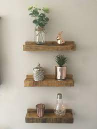 3 Chunky Shelves Wooden Shelves Rustic Ornament Shelf Nursery Toy Shelf Small Ornament Display Living Room Ornaments Wood Shelves Living Room Hallway Decorating
