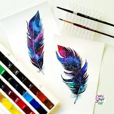 Black And White Watercolor Feather Tattoo Calligrafikas Watercolor Tattoo Feather Galaxy Tattoo Watercolor Feather