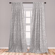 East Urban Home Ambesonne Grey And White Curtains Grunge Brick Wall Background Urban Architecture Building Modern City Life Graphic Window Treatments 2 Panel Set For Living Room Bedroom Decor 56 X 63