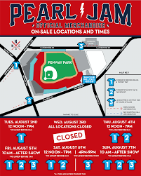 Pearl Jam Fenway Park Official Merch Schedule