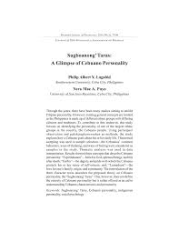 Pdf Sugboanong Taras A Glimpse Of Cebuano Personality