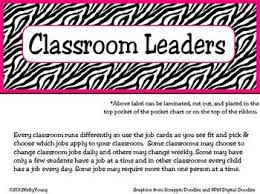 Classroom Leaders Job Cards Zebra Print Job Cards Classroom Classroom Themes