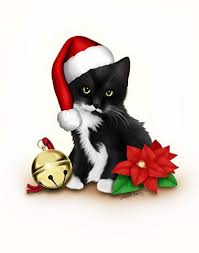 Black And White Tuxedo Cat Clipart Santa Claws By Melissa Dawn In 2020 Christmas Cats Cat Christmas Cards Cat Art