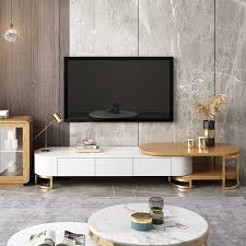 At your doorstep faster than ever. 455 99 Modern 67 To 91 Extending Tv Stand With Storage Oval White Natural W Modern Living Room Other By Homary Limited Houzz Au