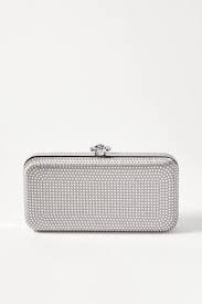 versace 水晶缀饰金属感缎布手拿包 versace bags versace crystals embellished
