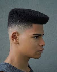 Flat Top Raie Creative Degrade A Blanc Coupe De Cheveux Homme Long Hair Styles Men Flat Top Haircut Haircuts For Men