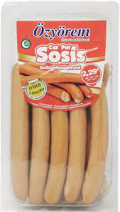 Sosis, hazırlanmış sosis hamurunun doğal ya da yapay kılıflara doldurulduktan sonra belli ürüne özel et seçimi. Ozyorem Geflugel Knackwurst Cat Pat Sosis 400g Wurst Aufschnitte Frische Kuhlung Turkische Produkte Derlieferexperte