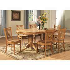 Perrotta Butterfly Leaf Rubberwood Solid Wood Dining Set Oak Dining Room Set Solid Wood Dining Set Oval Table Dining