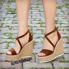 Pallone Suet Taba Rengi Hasir Dolgu Topuk Sandalet Dolgu Topuk Sandaletler Dolgu Topuk Sandalet