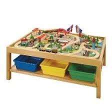 Battat Rectangular Train Table With Set Wooden Train Table Train Table Toy Train