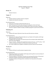 spanish 2 weekly lesson plan cycle 4 week 1 monday 1 6