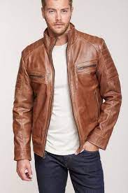 Waxed Lambskin Leather Moto Jacket Leather Jacket Men Leather Moto Jacket Brown Leather Jacket Men