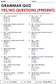 Yes No Questions Present Grammar Quiz This Or That Questions Yes Or No Questions