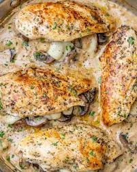 Sear each side of the chicken breast for 1 1/2 minutes until golden. Mushroom Stuffed Chicken Breast Recipe Healthy Fitness Meals