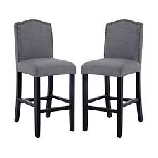 Dagonhil 24 Inch Counter Height Bar Stools With Bronze Nail Gray Set Of 2 Review Bar Stools Grey Bar Stools Folding Bar Stools