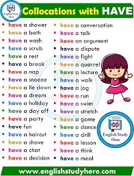 English Collocations With Have English Study Here English Collocations Learn English Vocabulary English Vocabulary Words