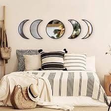 Room decoration ideas for small bedroom diy. Amazon Com Scandinavian Natural Decor Acrylic Moonphase Mirrors Interior Design Wooden Moon Phase Wall Decor Bedroom Redecorate Bedroom Wall Decor Living Room