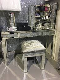 Beautiful Crystal Crackle Mirror Stool With Crushed Velvet Upholstered Top The Glitter Mirrored Bedroom Furniture Mirrored Furniture Mirrored Furniture Decor