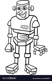 Black And White Robot Robot Cartoon For Coloring Vector Image On Black And White Cartoon Robot Cartoon Color Vector