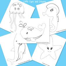 Get crafts, coloring pages, lessons, and more! Ocean Animals Tracing Coloring Pages Coffee Cups And Crayons