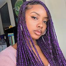Vokeyla braiding hair purple hair extensions 3pcs crochet hair for box braids jumbo braiding hair extensions for women heat resistant kanekalon synthetic fiber for braiding (color:dark purple/light purple) 24 inch. 23 Ways To Wear And Style Knotless Braids Page 2 Of 2 Stayglam