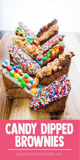 Candy Dipped Brownies Bake Sale Treats Bake Sale Recipes Easy Chocolate Desserts
