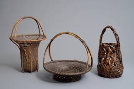 Eleven Japanese Bamboo Ikebana Baskets Including Three Signed Examples Meiji Showa 19 20th C Japanese Bamboo Ikebana Basket