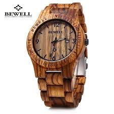 Bewell Luxury Natural Handmade Wood Watch Top Gift Auto Date Coffee Maple Wooden Watches Japnese Quartz Movement Wrist Watch For Men And Women Wish Wooden Watches For Men Wooden Wrist